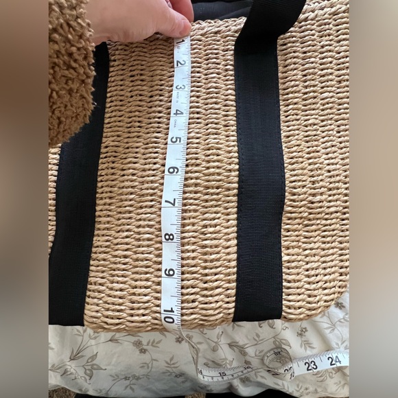 Straw Tote Bag with Black Handles - Picture 4 of 4